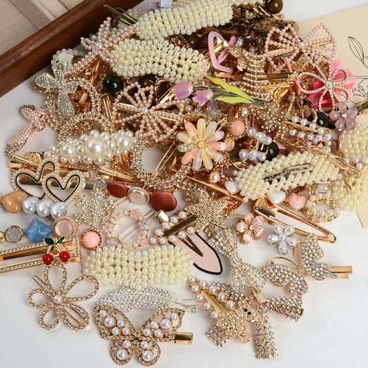 Pearl Bow Hair Clips Set