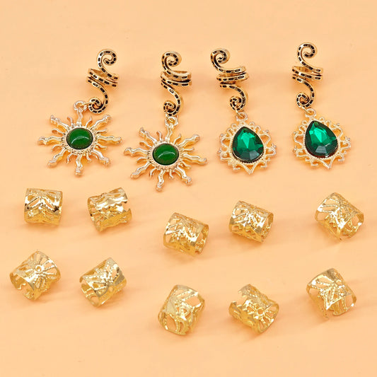 Sunburst Rhinestone Hair Rings (14PCS)